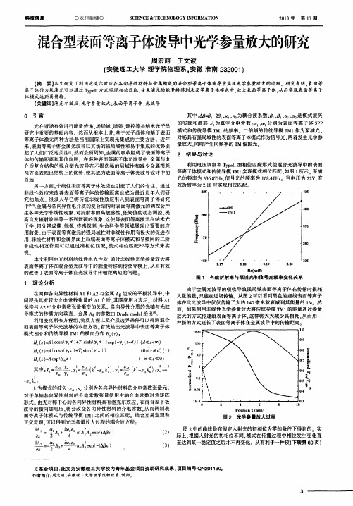 混合型表面等离子体波导中光学参量放大的研究
