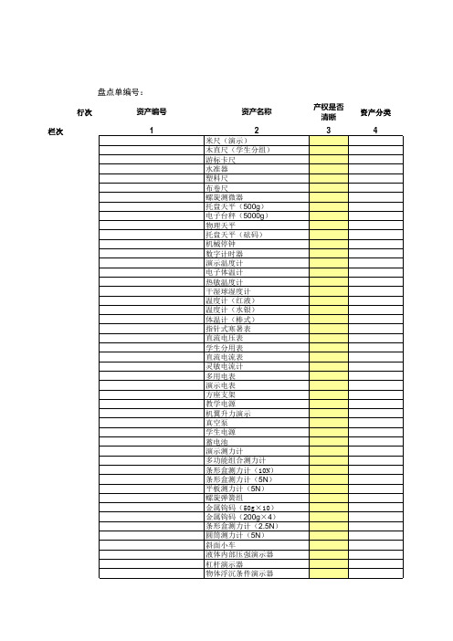 财政部资产盘点单(物理实验室)