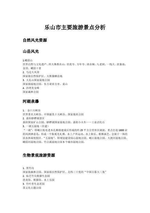 乐山旅游资源分析