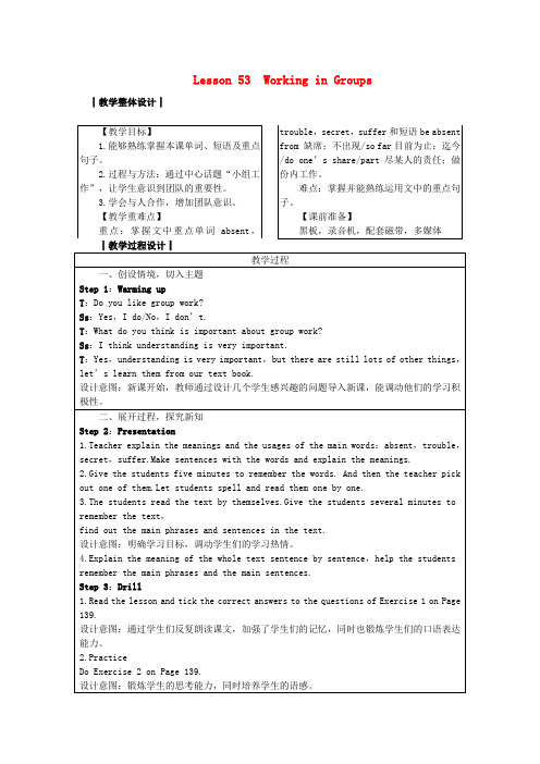 九年级英语下册 Unit 9 Communication Lesson 53 Working in Groups教案 (新版)冀教版