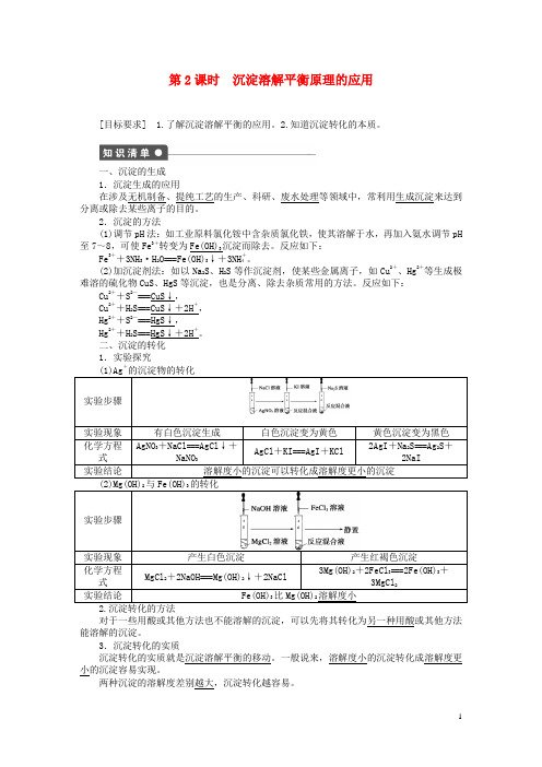 【步步高】2014-2015学年高中化学 专题3 第四单元 第2课时 沉淀溶解平衡原理的应用课时作业 苏教版选修4
