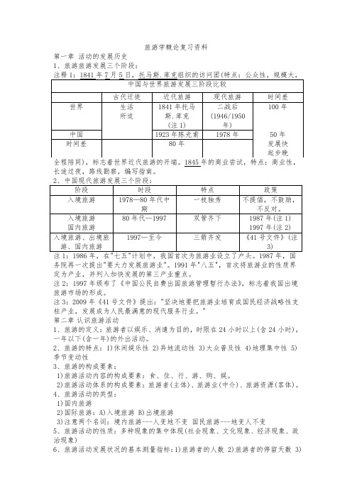 旅游学概论复习资料