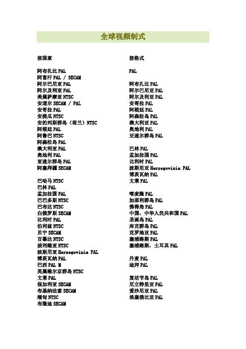 全球视频制式最全