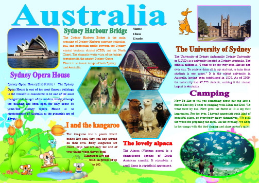 Australia英语电子小报外语双语手抄报模板I like English生活中的英语板报A4