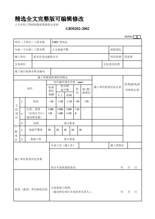 土方开挖工程检验批质量验收记录表 (3)【全文】