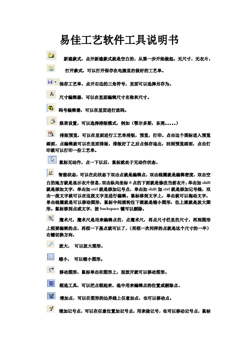 易佳工艺软件工具图标说明书