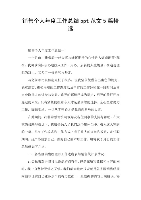销售个人年度工作总结ppt范文5篇精选