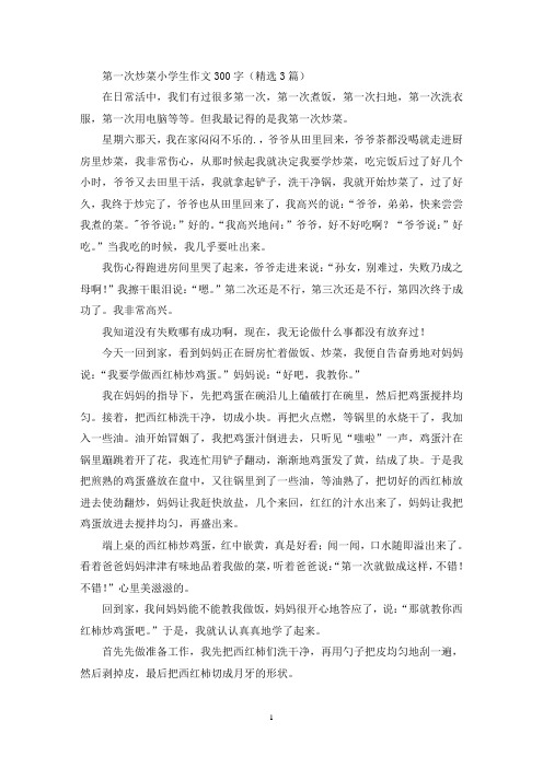 第一次炒菜小学生作文300字(精选3篇最新)