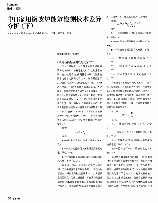 中日家用微波炉能效检测技术差异分析(下)