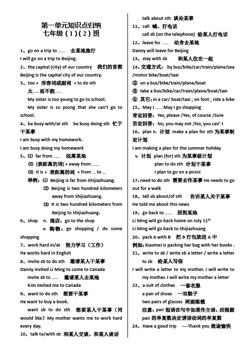 冀教版七年级下英语知识点总结