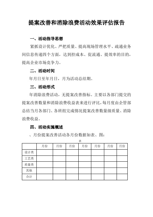 提案改善和消除浪费活动效果评估