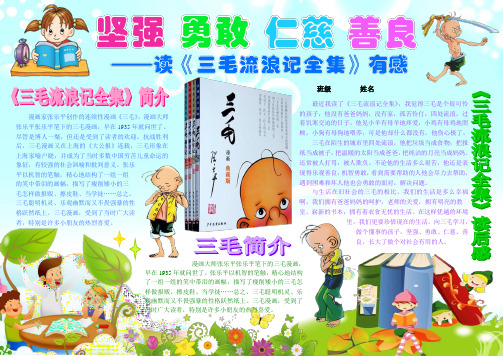 读三毛流浪记有感读书卡电子小报好书推荐手抄报模板书香满园快乐读书语文读后感板报A4