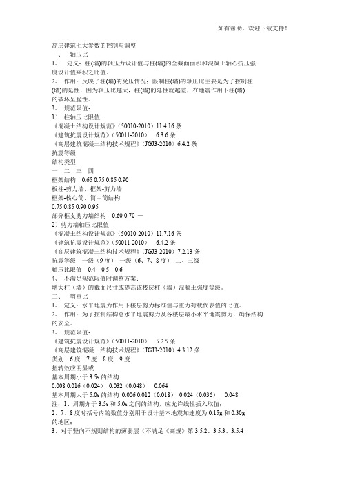 高层建筑七大参数的控制与调整