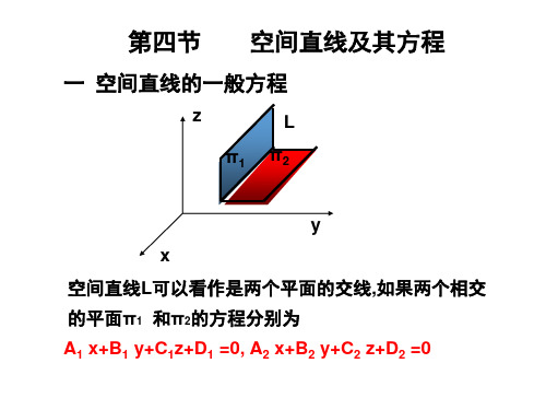 高等数学2017年最新课件空间直线及其方程