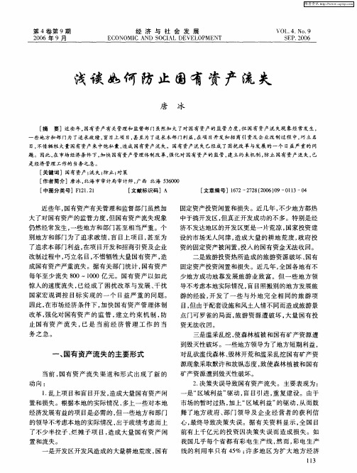 浅谈如何防止国有资产流失