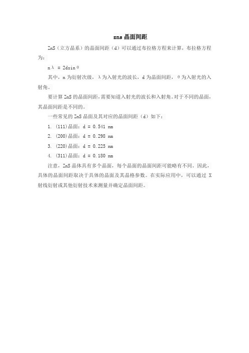 zns晶面间距