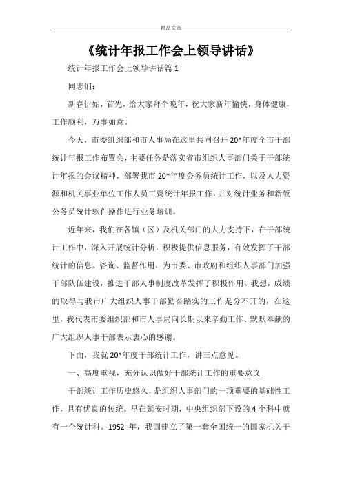 《统计年报工作会上领导讲话》
