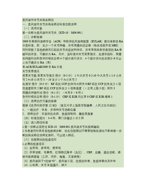 21类风湿性关节炎临床路径教程