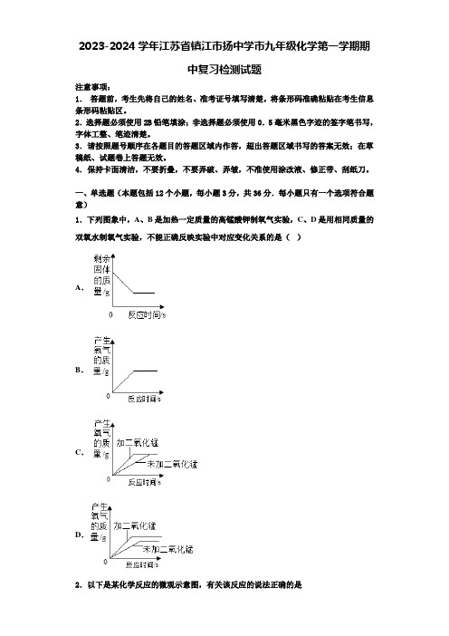 2023-2024学年江苏省镇江市扬中学市九年级化学第一学期期中复习检测试题含解析