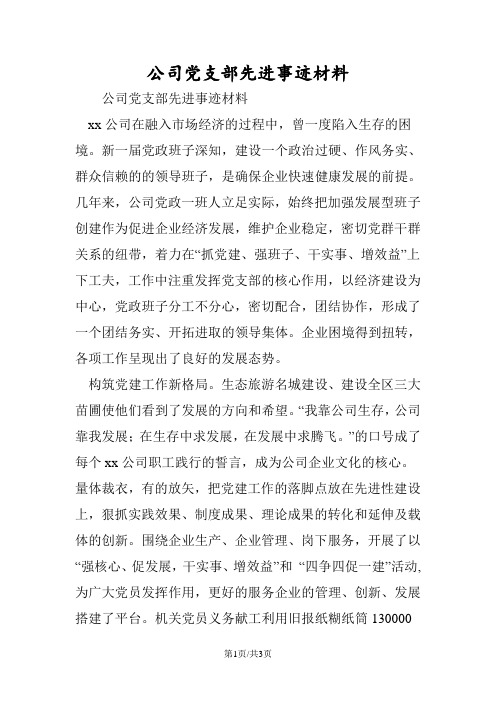 公司党支部先进事迹材料