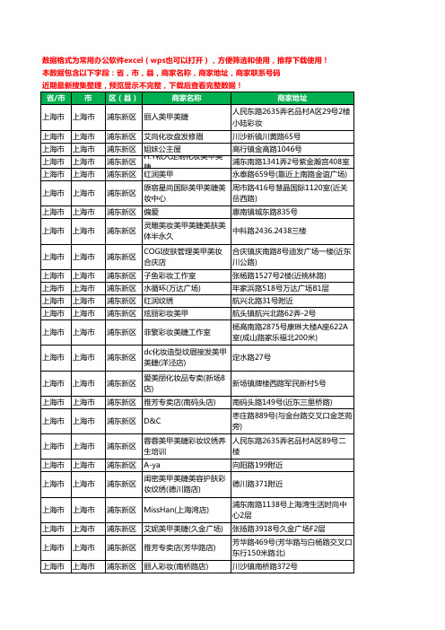 新版上海市上海市浦东新区彩妆美甲工商企业公司名录名单黄页大全62家