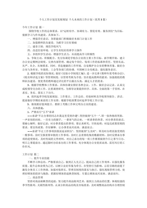 个人工作计划及发展规划 个人未来的工作计划(优秀3篇)