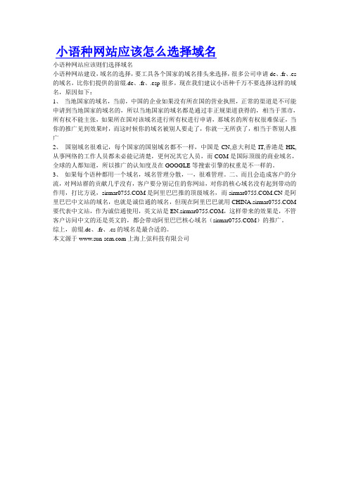 小语种网站应该怎么选择域名