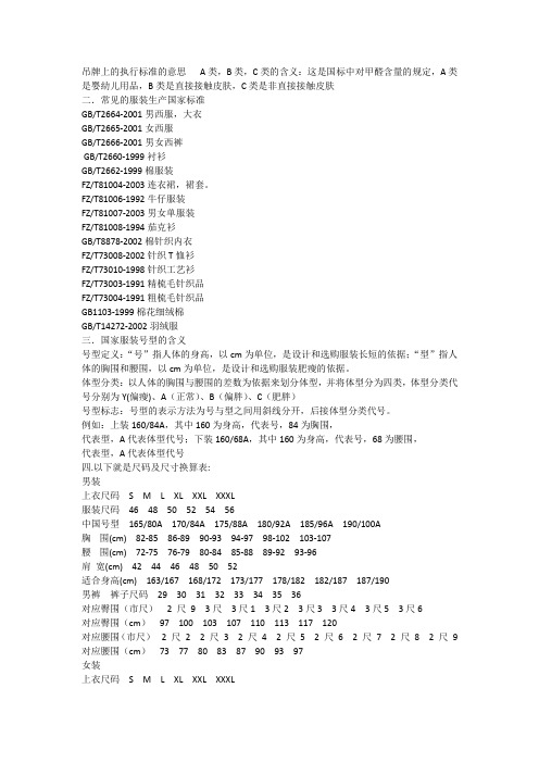 衣服尺码