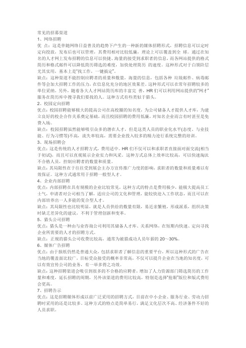 【精品】(最新)招募渠道有哪些,各种渠道的优缺点