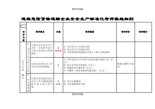 道路危险货物运输企业安全生产标准化考评实施细则之欧阳学创编