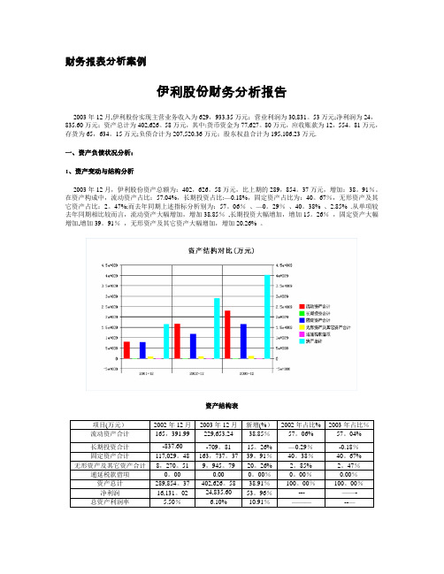 财务报表分析案例——伊利股份财务分析报告