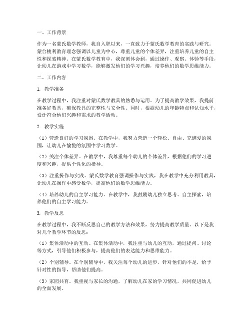 蒙氏数学个人工作总结