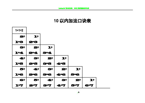 10以内加减法口诀表(A4纸可以打印)81965