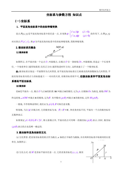 选修4-4坐标系与参数方程_知识点总结