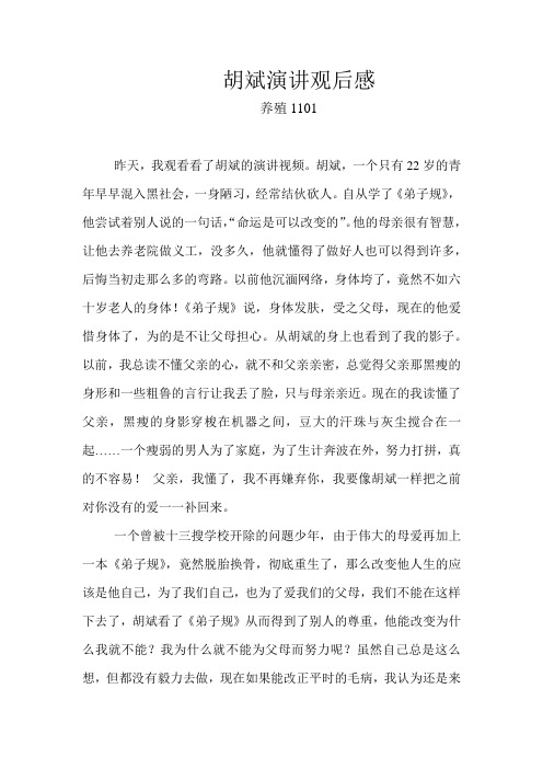 胡斌演讲观后感