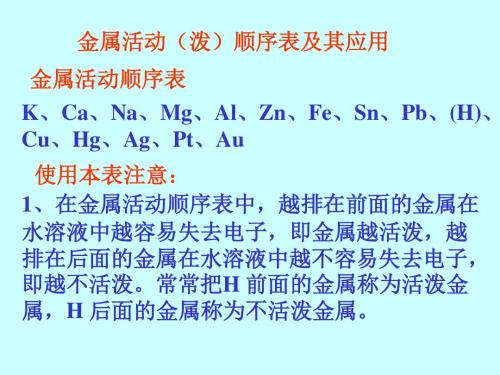 《金属活动性顺序表的应用》课件