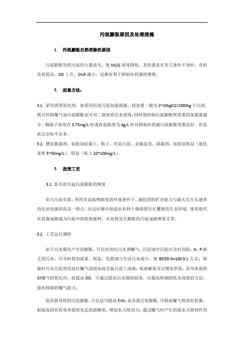 污泥膨胀原因及处理措施