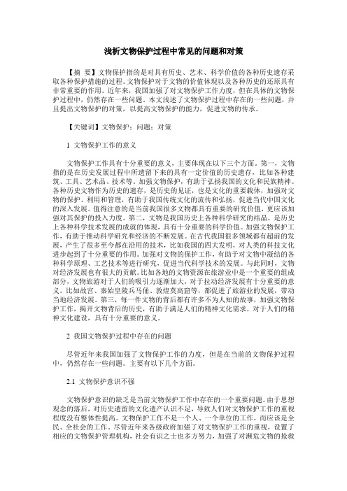 浅析文物保护过程中常见的问题和对策