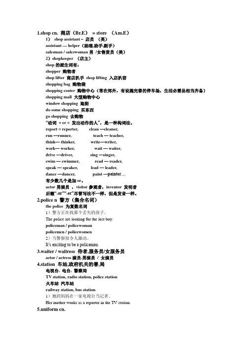 七年级下Unit4  I want to be an actor 重点词及语法