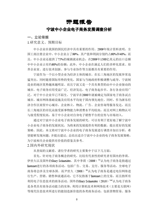 宁波中小企业电子商务发展调查分析【开题报告】
