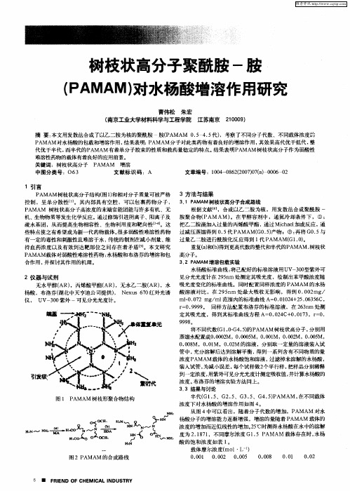 树枝状高分子聚酰胺-胺(PAMAM)对水杨酸增溶作用研究