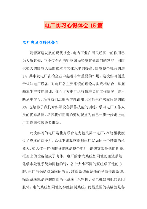 电厂实习心得体会15篇