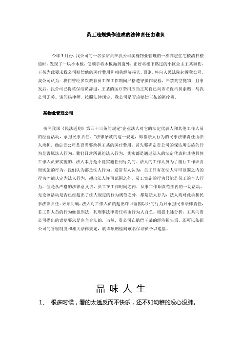 45员工违规操作造成的法律责任由谁负.doc
