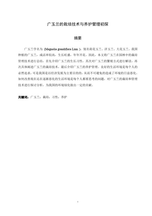 广玉兰的栽培技术与养护管理初探