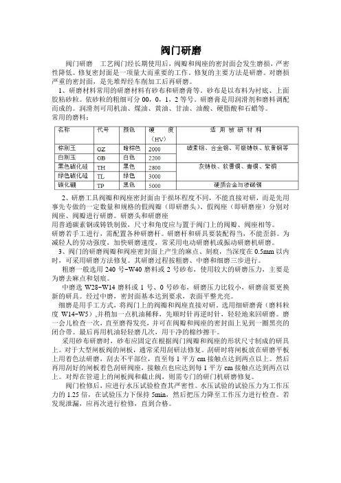 阀门的研磨
