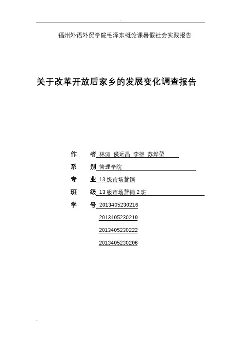 思想政治理论课暑假社会实践报告