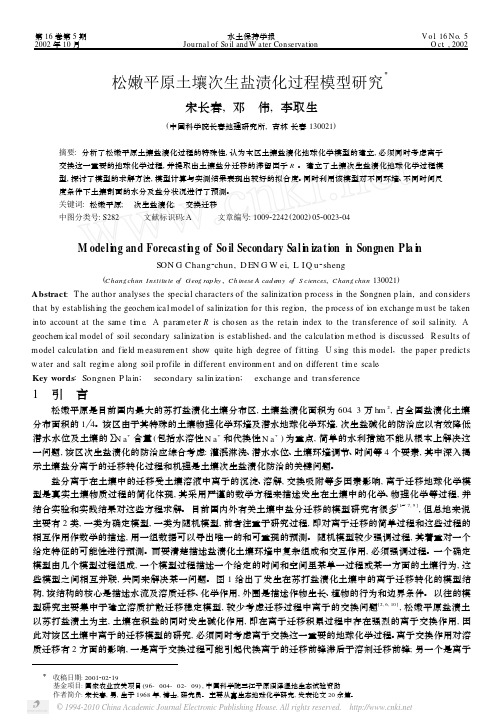 松嫩平原土壤次生盐渍化过程模型研究