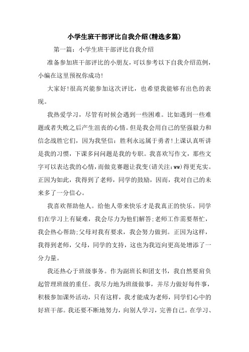 最新小学生班干部评比自我介绍(精选多篇)