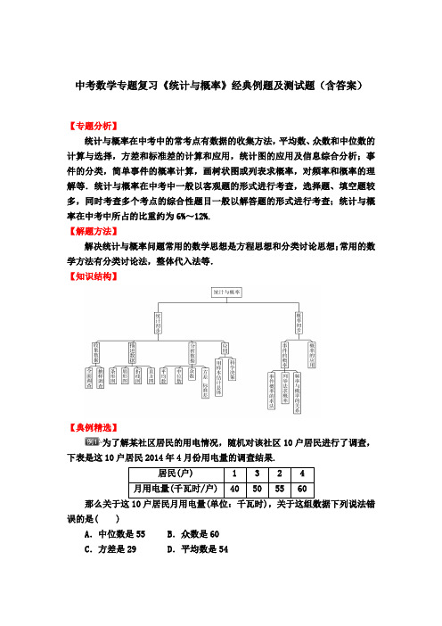 中考数学专题复习《统计与概率》经典例题及测试题(含答案)