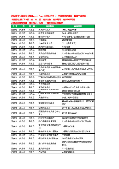 2020新版河南省商丘市民权县奶粉工商企业公司商家名录名单黄页联系电话号码地址大全49家